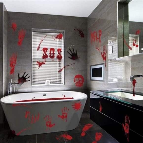 119 PCS Bloody Halloween Decorations Halloween Bloody Handprint - Picture 5 of 8